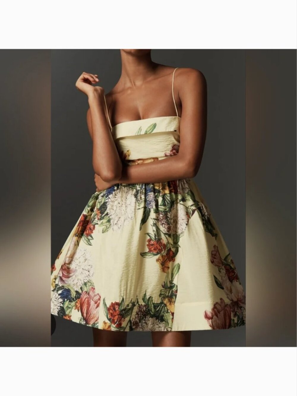 Anthropologie Maeve Mini Yellow Floral Dress size S